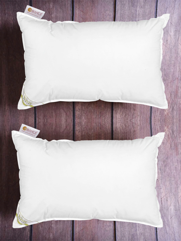 BIANCA Set of 2 White Solid Polyester Sleep Pillows