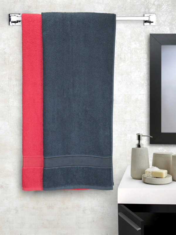 BIANCA - Set of 2 Red & Navy Blue 380 GSM Bath Towels
