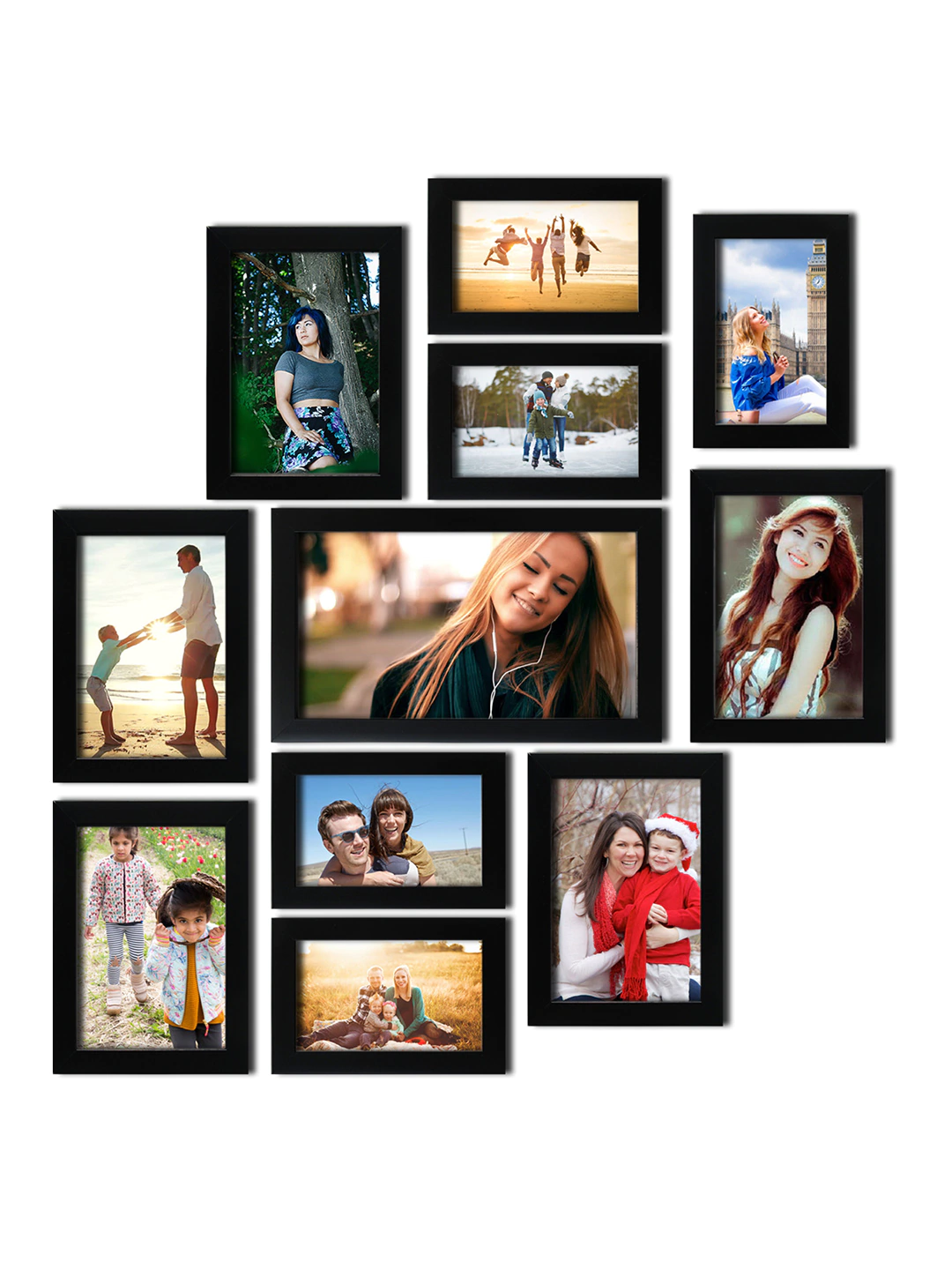 RANDOM Set of 11 Black Photo frames