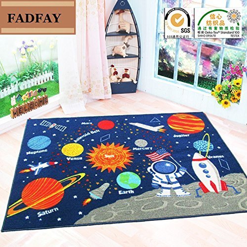 FADFAY Outer Space Kids Rug Cute Room Carpet, 39inch We