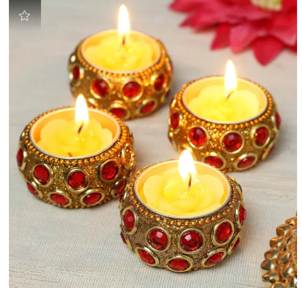 Stone Studded Tea-light Candle Set