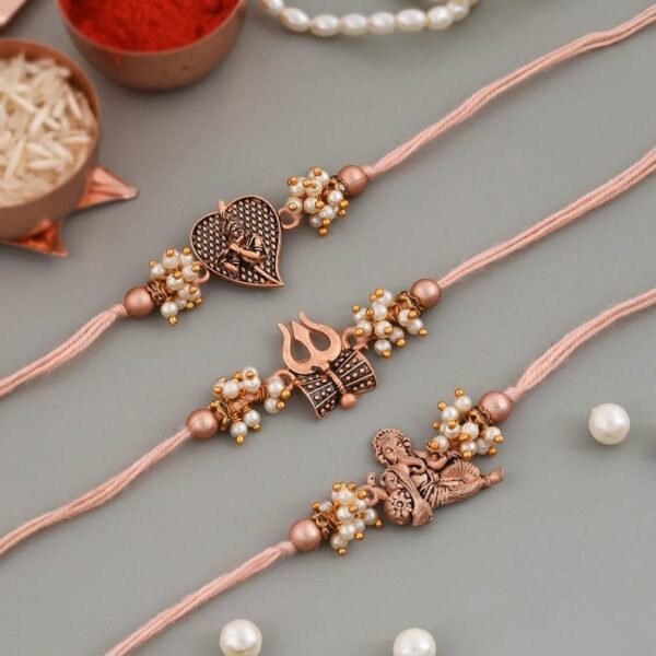 Divine Antique Pearl Rakhi (Set of 3)